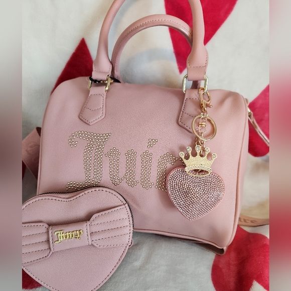 Juicy Couture Taffy Obsession Satchel and Heart-Shaped Bow Wallet - Picture 10 of 11